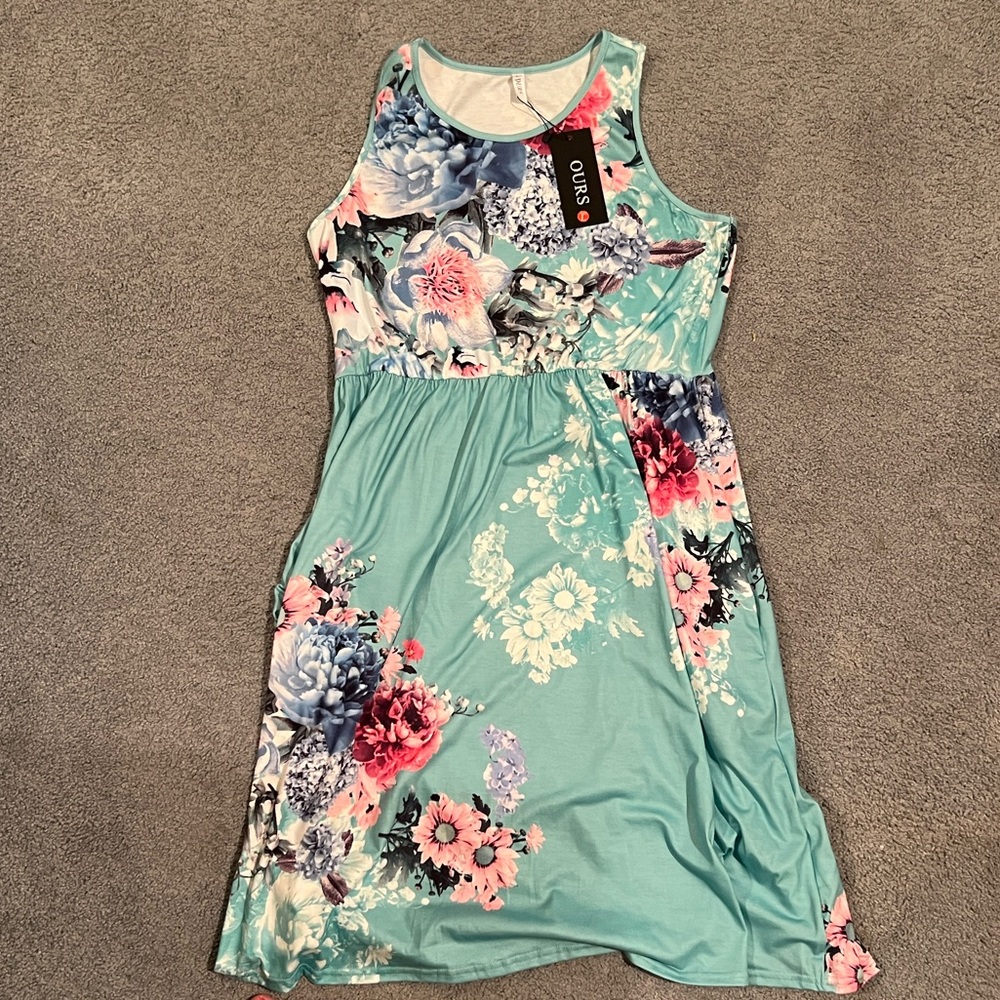 Cato Teal Floral Midi Dress